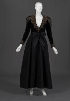 A black gala gown in velvet and ottoman