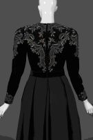 A black gala gown in velvet and ottoman