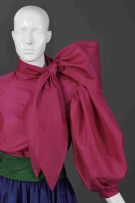 A fuchsia pink pure silk taffeta evening chemise