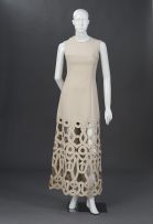 A cream gala gown in heavy pure wool double crepe
