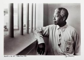 Jürgen Schadeberg; Mandela in his Cell, Robben Island 1994