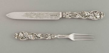 A Victorian silver knife and fork, John Gilbert, Birmingham 1870-1872