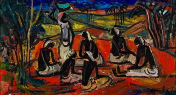Maurice van Essche; Congolese Figures in a Clearing