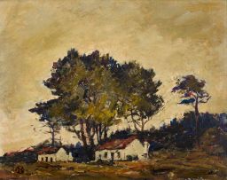 Nita Spilhaus; Cottages with Stone Pines, Cape