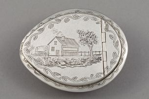 A Cape silver-mounted cowrie shell snuff box, early 19th century