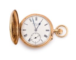 18ct gold hunter cased keyless watch, J.W. Benson, No. 866, Sheffield, 1909