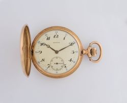 14ct gold hunter cased keyless lever watch, Zenith, No. 221806