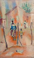 Gerard Sekoto; Mother and Child in a Township Street