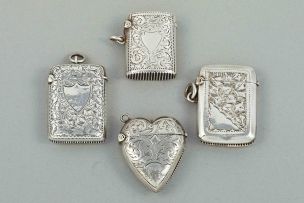 Four Victorian and Edward VII silver vesta cases, various makers, 1897-1902