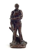 A French bronze figure 'Paysan Relevant sa Manche' cast by Susse Frères from the model by Aimé Jules Dalou (1838-1902)
