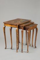 A nest of three Edwardian Chinoiserie painted and lacquered tables, 20th century