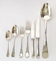 A part set of Old English pattern silver flatware, various makers and dates
