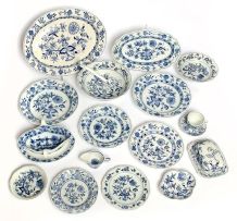 A miscellaneous group of blue and white 'Onion' pattern wares, various factories