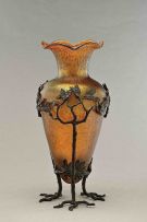 A Kralik Pallme-König metal-mounted iridescent glass vase, circa 1910