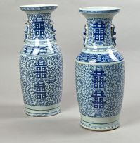 Two Chinese blue and white vases, Qing Dynasty, 19th century