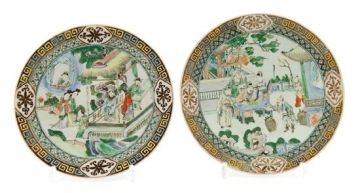 A near pair of Chinese Famille-Verte dishes, early 20th century