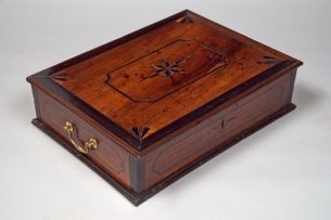 A Cape stinkwood, amboyna, ebony and yellowwood document box, 18th century