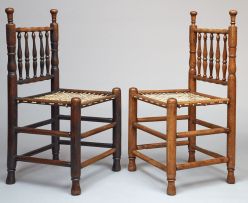 A pair of Cape keurboom tolletjie chairs, first quarter 18th century