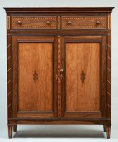 A Cape yellowwood and stinkwood inlaid cupboard, late 18th century