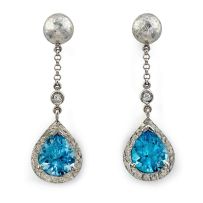 Pair of topaz and diamond pendant earrings