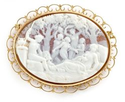 Shell cameo brooch, late 19th century