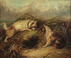 Follower of George Armfield; Terriers Rabitting; Waiting for Master, a pair