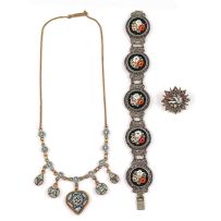 Micromosaic and silver-gilt necklace, late 19th/early 20th century