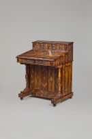 A Victorian Jerusalem olivewood and inlaid davenport, 19th century