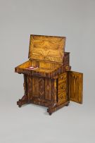 A Victorian Jerusalem olivewood and inlaid davenport, 19th century