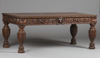 A Flemish oak library table, 19th century