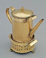 A Cape brass coffee pot and konfoor, Hendrik Gerhardus Karel Penderis, Worcester, early 20th century
