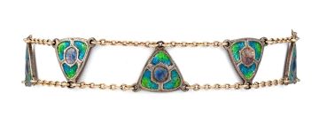 Arts and Crafts silver, gold and enamel bracelet