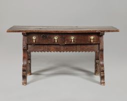 A Spanish walnut side table, 18th century