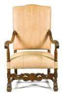 A Louis XIV style walnut and upholstered armchair, early 20th century