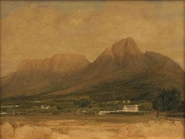 South African School 19th Century; Early Rondebosch with the Station in the Foreground