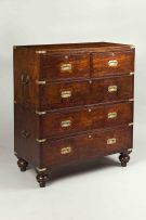 A Victorian mahogany brass-bound military chest-on-chest, circa 1860