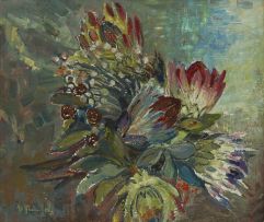 Alice Tennant; Still Life with Proteas and Fynbos