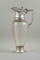 A WMF glass and electroplate mounted wine jug, post 1910