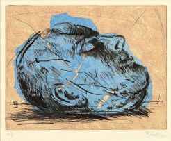 William Kentridge; Mayakovsky Head (Blue)