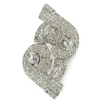 Platinum and diamond double-clip brooch, 1930s