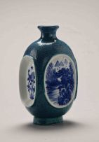 A Chinese robin's-egg and blue and white glazed vase