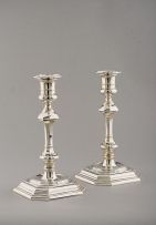 A pair of George VI silver candlesticks, Thomas Bradbury & Sons Ltd, Sheffield, 1947