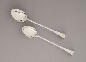 A pair of George III silver Old English pattern basting spoons, possibly Robert Gray, Edinburgh, 1816