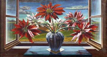 Vladimir Tretchikoff; Poinsettias in a Window