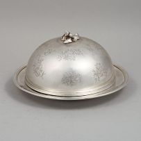 A Victorian silver covered dish and stand, Robert Garrard II, London, 1855