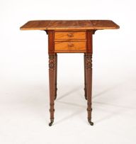An early Victorian satinwood and mahogany drop-leaf table