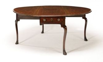 A George II style mahogany oval drop-side dining table