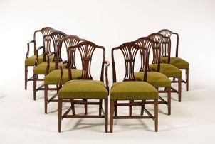 An assembled set of eight mahogany dining chairs, including four armchairs, 19th century and later