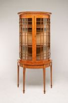 An Edwardian satinwood display cabinet-on-stand