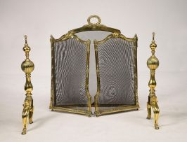 A pair of brass andirons, 19th century